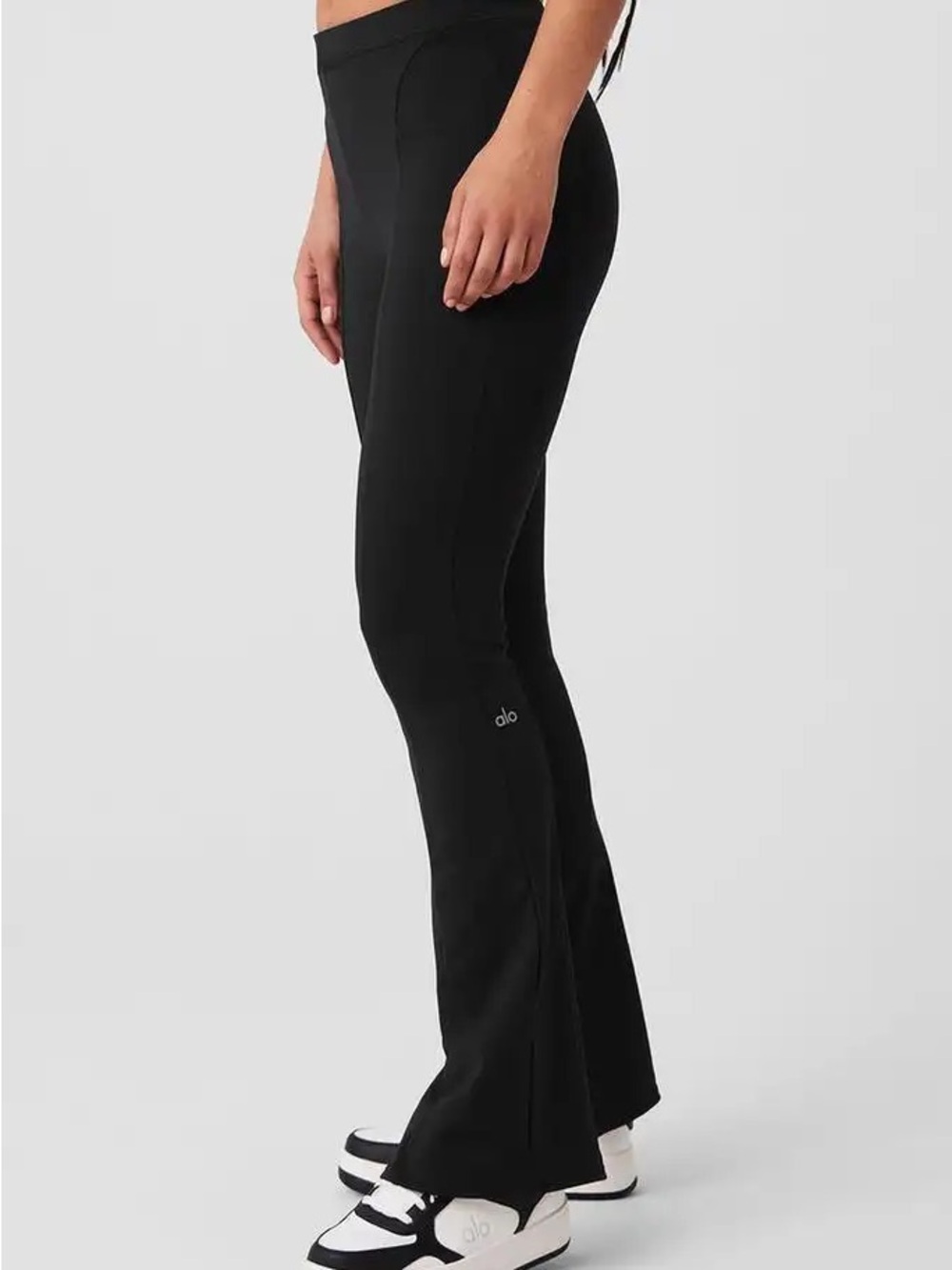 NWT ALO Yoga High-Waist 7/8 Zip It Flare Leggings Black